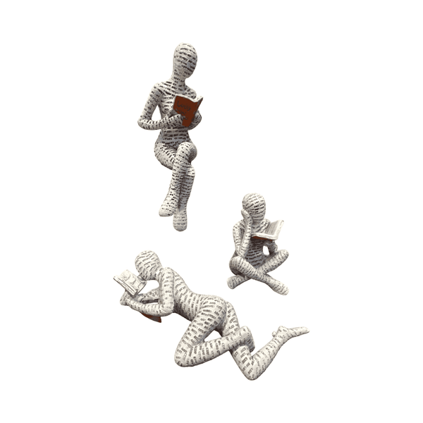 Small News Print Figures - Resin Sculptures