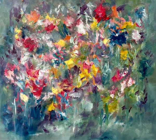 Laughing With Flowers - original artwork by Sonica Joshi Mann