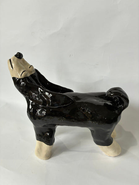 Big Black Dog - animal sculpture by Bronwyn Lewis