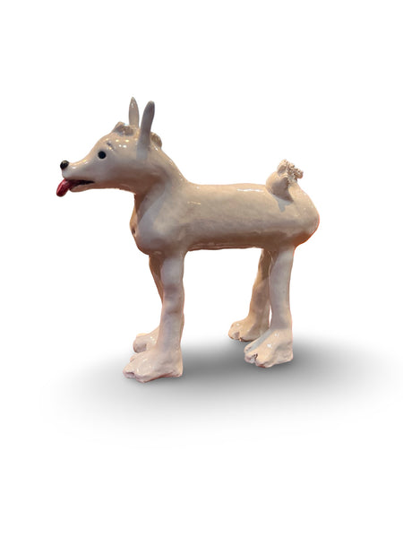 "Snowy" Ceramic Dog Sculpture - original work by Alistair Fowler