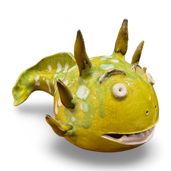 "Piranha Boy " Ceramic Sculpture - original work by Alistair Fowler