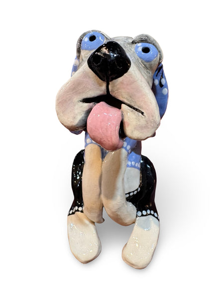 Flower Ear Dog - animal sculpture by Bronwyn Lewis