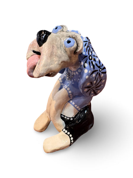 Flower Ear Dog - animal sculpture by Bronwyn Lewis
