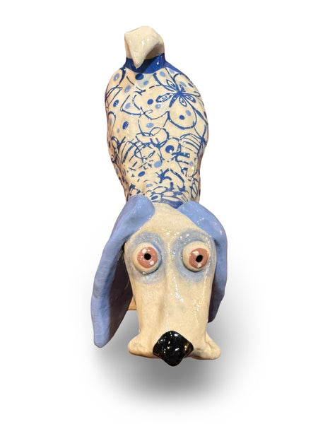Flowery Coat Dog - animal sculpture by Bronwyn Lewis