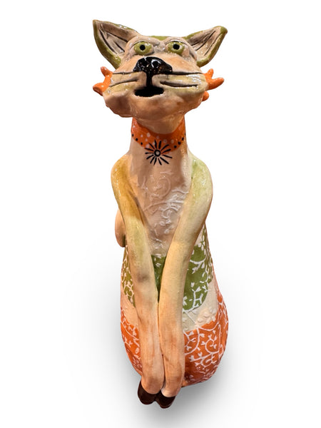 Paisley Cat - animal sculpture by Bronwyn Lewis