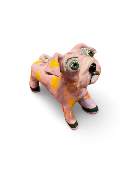 Pastel Bulldog - animal sculpture by Bronwyn Lewis