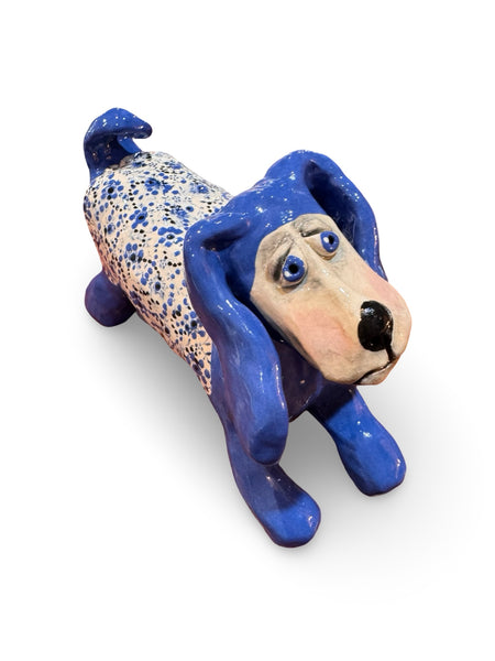 Big Sad Blue Dog - animal sculpture by Bronwyn Lewis