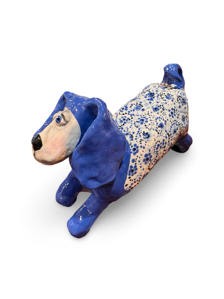 Big Sad Blue Dog - animal sculpture by Bronwyn Lewis