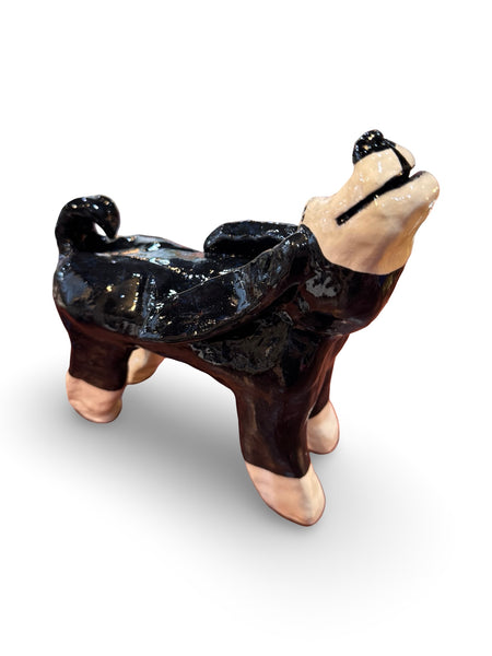 Big Black Dog - animal sculpture by Bronwyn Lewis
