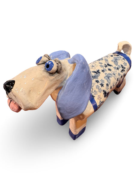 Butterfly Coat Dog - animal sculpture by Bronwyn Lewis