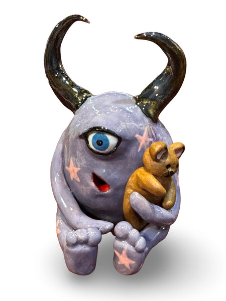"Sleepy Sally with Teddy" - Original Ceramic Sculpture by Angela Campbell