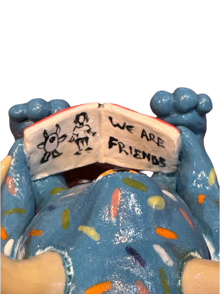 "Maxi Loves Books" - Original Ceramic Sculpture by Angela Campbell