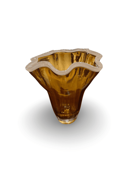 Agnes Glass Vase - Amber / Ivory