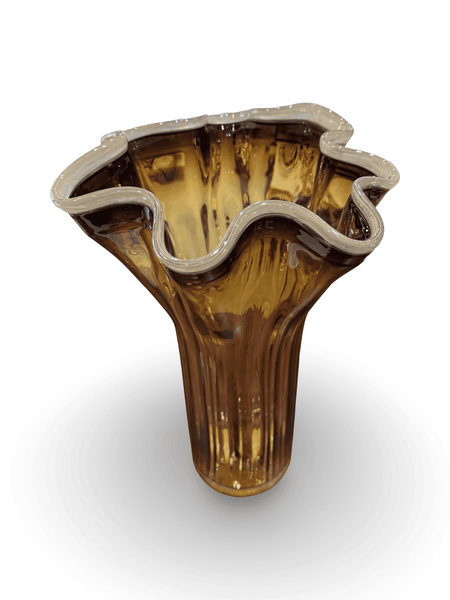 Agnes Glass Vase - Amber / Ivory