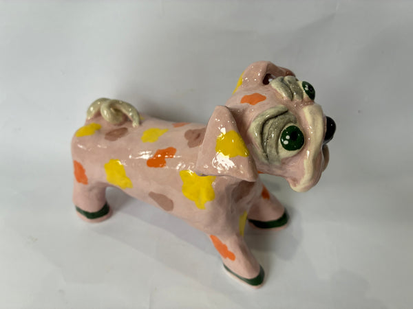 Pastel Bulldog - animal sculpture by Bronwyn Lewis