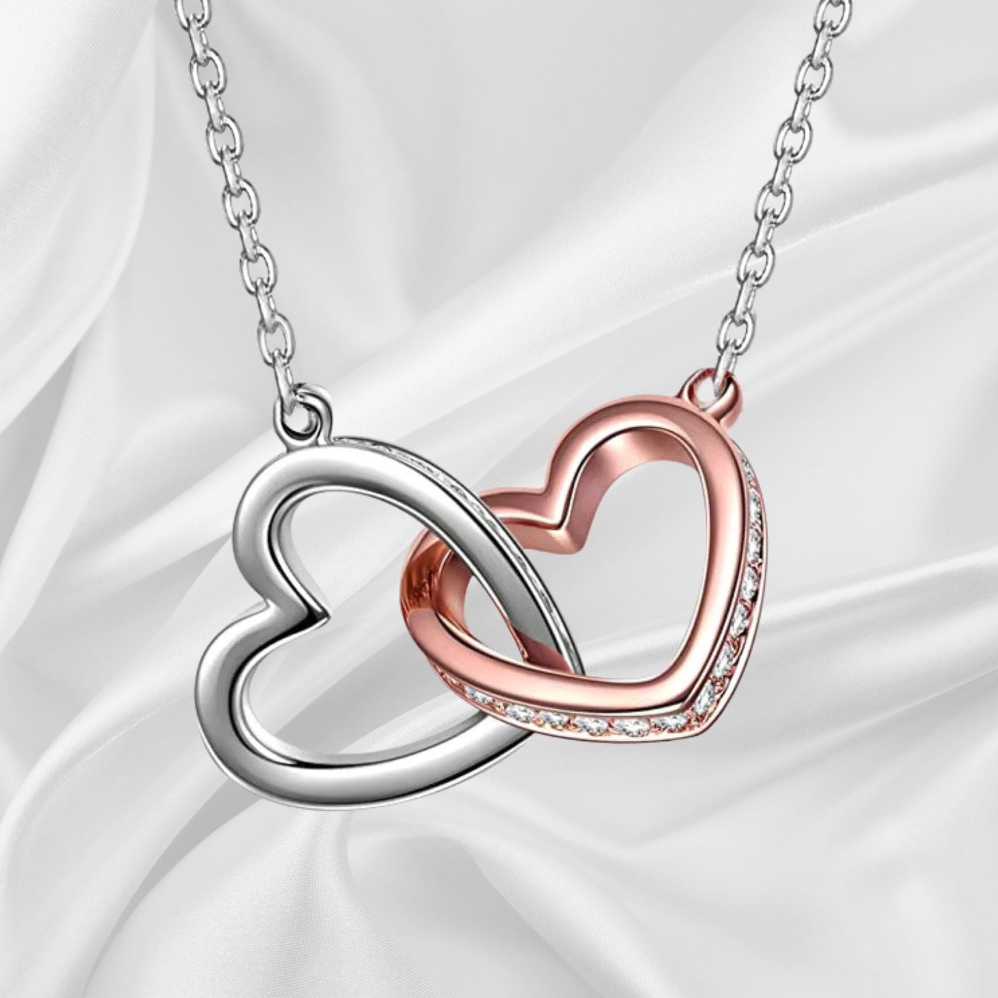 Double Heart Necklace -sterling silver and CZ