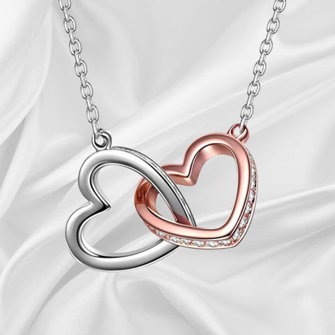 Double Heart Necklace -sterling silver and CZ