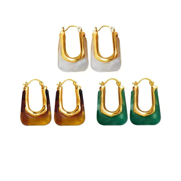 18K Gold Plated Resin Earrings - Clayfire Gallery