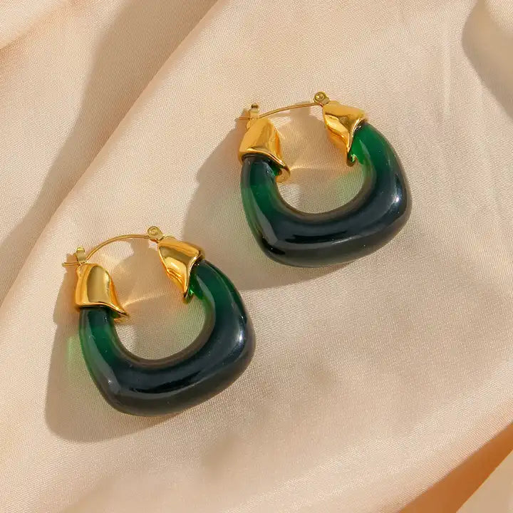 Chunky 18K Gold Plated Resin Earrings