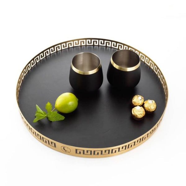 Leather and Brass Cocktail Tray - Clayfire Gallery