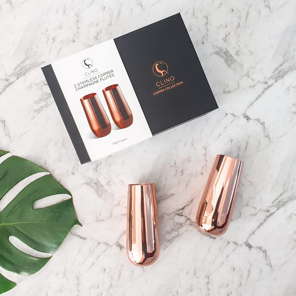 Stemless Copper Champagne Flutes - Clayfire Gallery