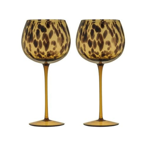 Tortoise Shell Wine Glasses - pair - Clayfire Gallery